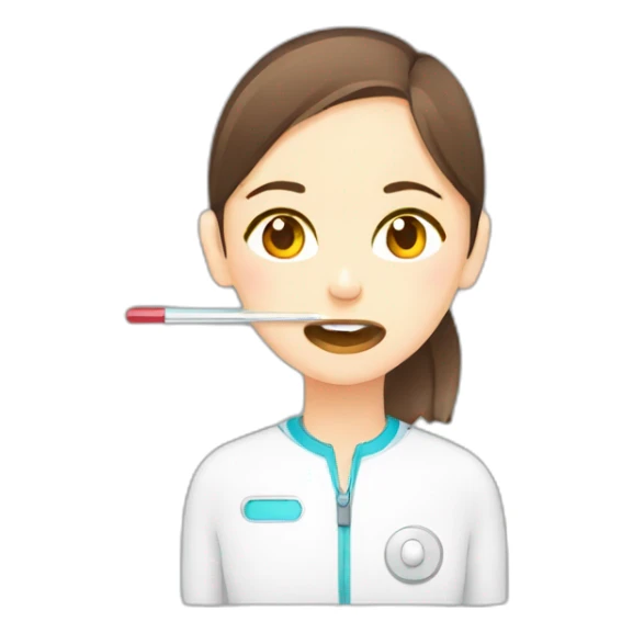 girl with thermometer in mouth simple style flat sticker