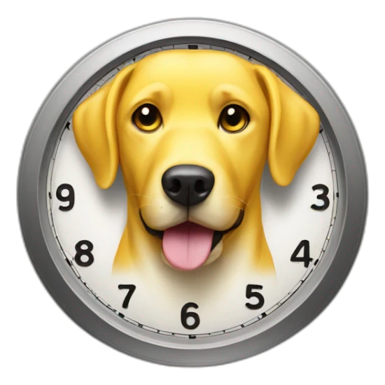 a yellow clock in format of dog sticker