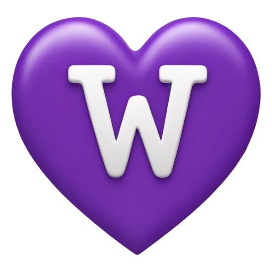 Purple letter "W" in heart sticker