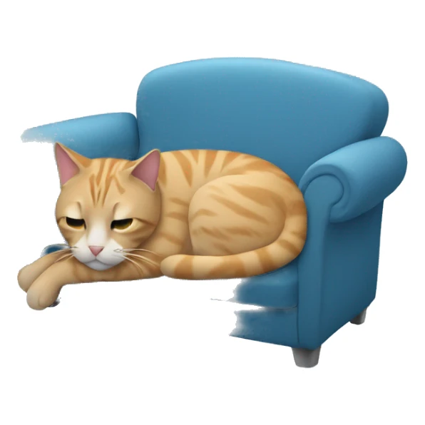  cat out of breath laying on a blue couch sticker