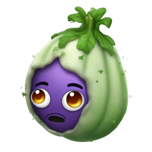 stinky eggplant with green air coming from it with flies and mold sticker