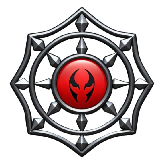 iOS sticker, dark fantasy amulet, black base, red symbol, minimal sticker
