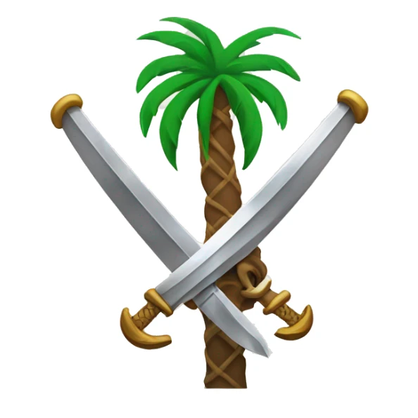 Two curved Arab swords intersecting with a palm tree on top sticker
