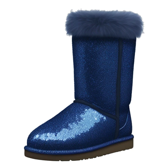 Realistic navy blue Sparkle glitter and fur Ugg boots. sticker