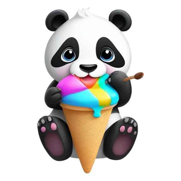 Panda eating ice cream sticker