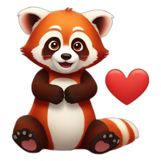 red panda who makes a heart with his paws sticker