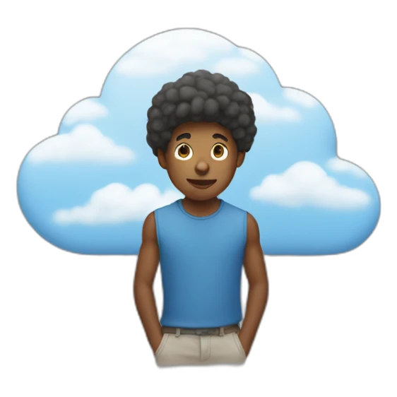 A young Man with a cloud in front of his face sticker