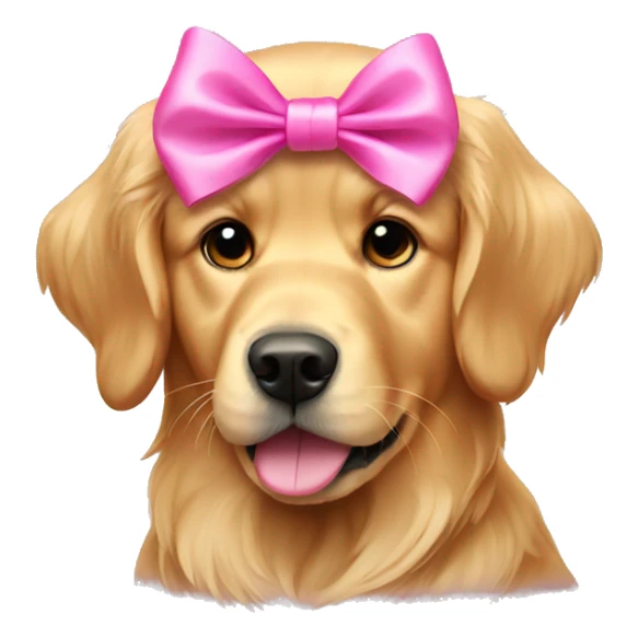 Golden retriever with a pink bow sticker