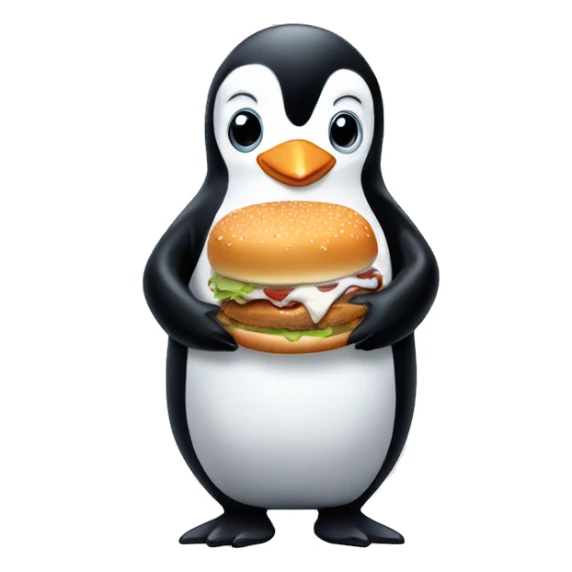 Cute penguin eating White Castle burgers sticker