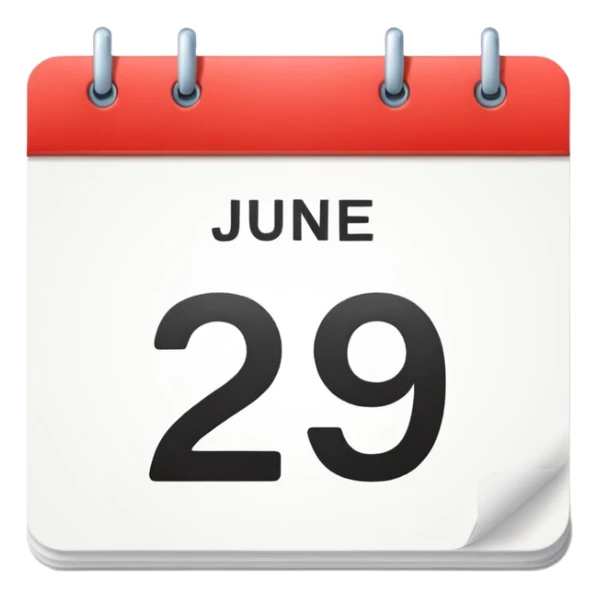 A calendar with the date June 29th on it sticker