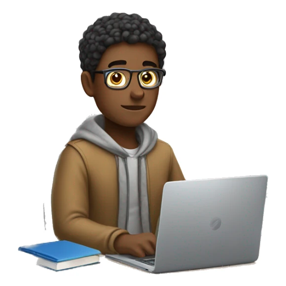 male student sitting at a school desk with blanket wrapped around shoulders working on chromebook sticker