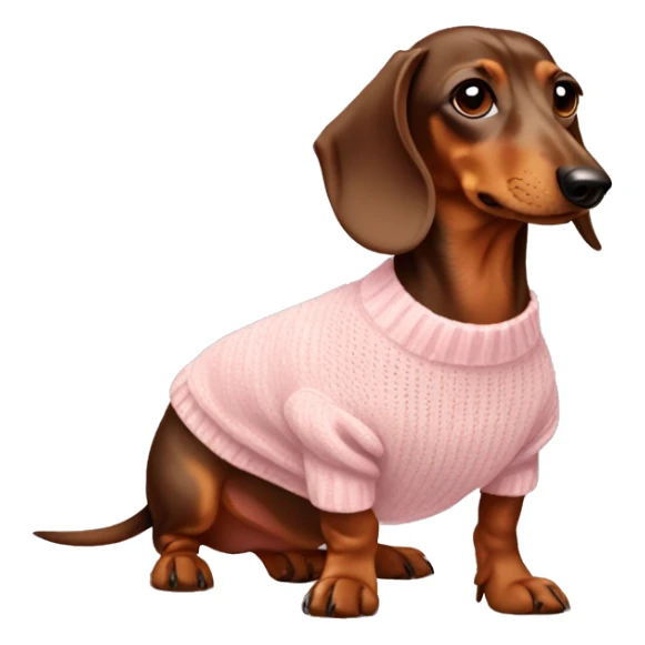 Brown and tan Dachshund wearing a light pink sweater sticker