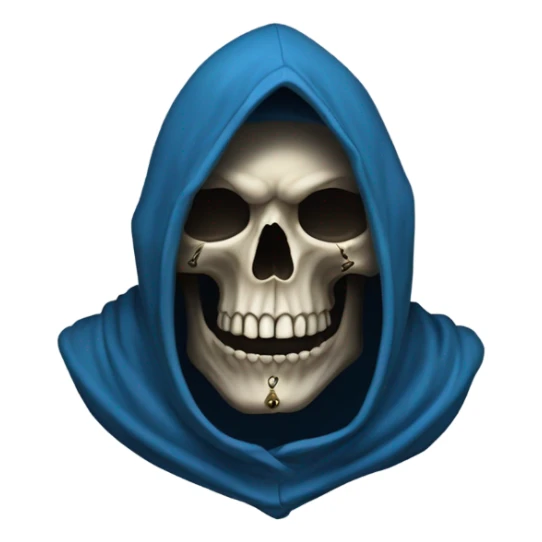 skull wearing blue hood and cloak sticker