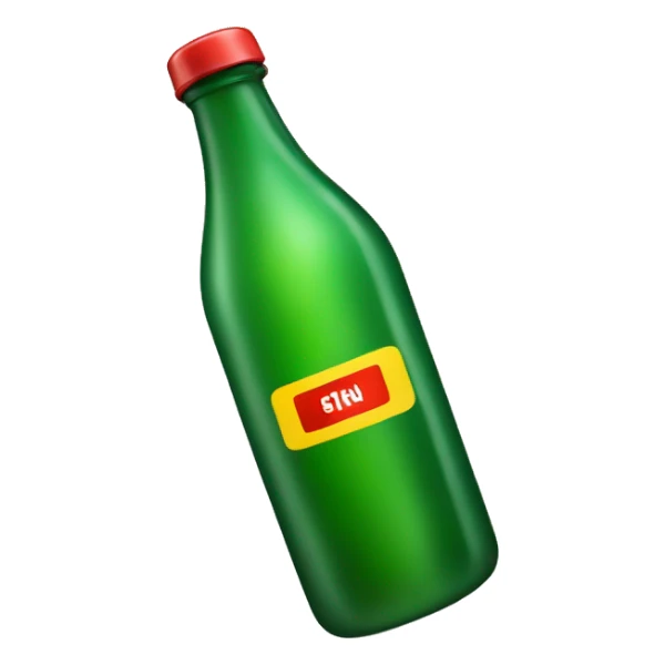 Green bottle with red and yellow letters  sticker