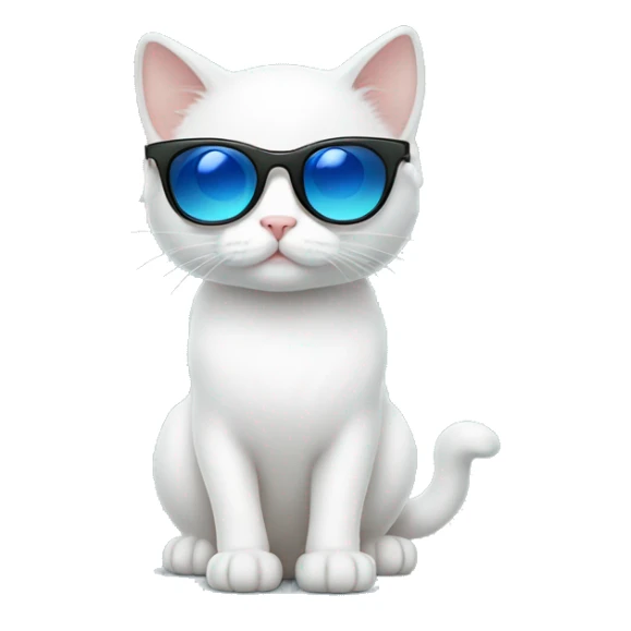 White small cute cat with blue eyes with sunglasses  sticker