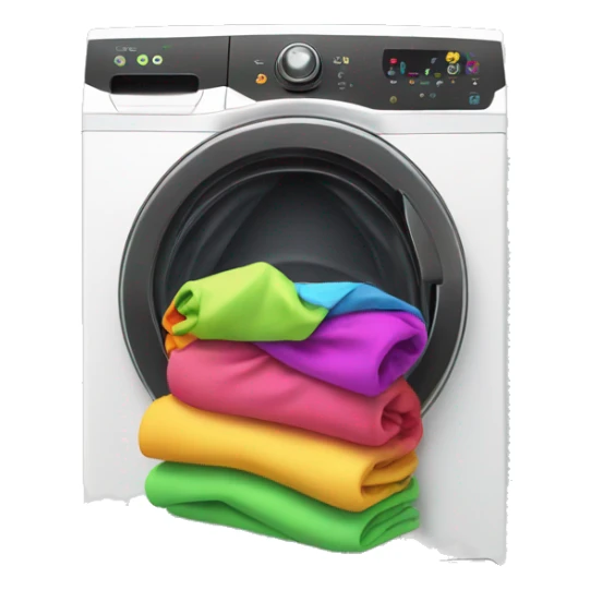 Black washing machine with colourful clothes coming out from it no face  sticker
