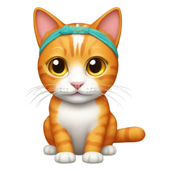 Orange cat wearing a 2025 headband  sticker