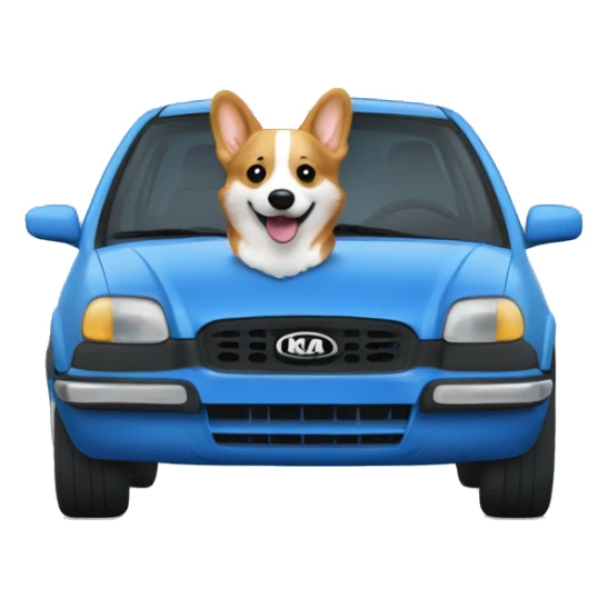 corgi driving a blue kia sportage car sticker