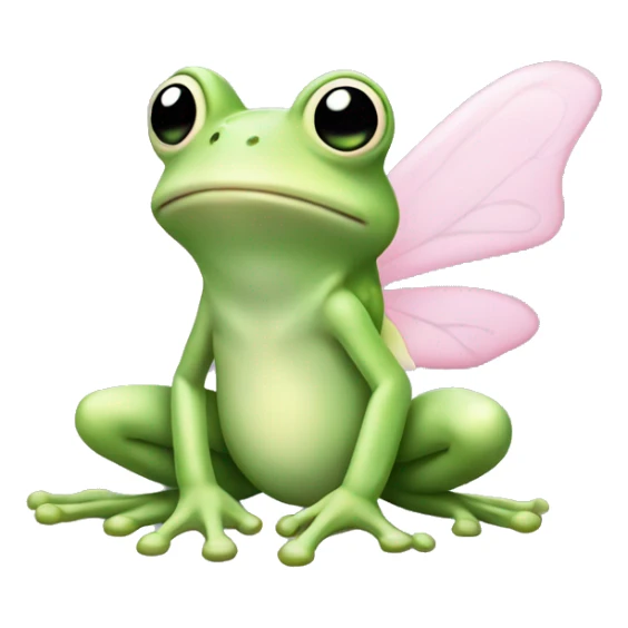Light green Fairy frog with light pink wings sticker