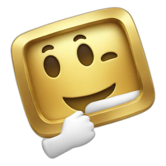 An emoji being happy holding youtube gold play button sticker