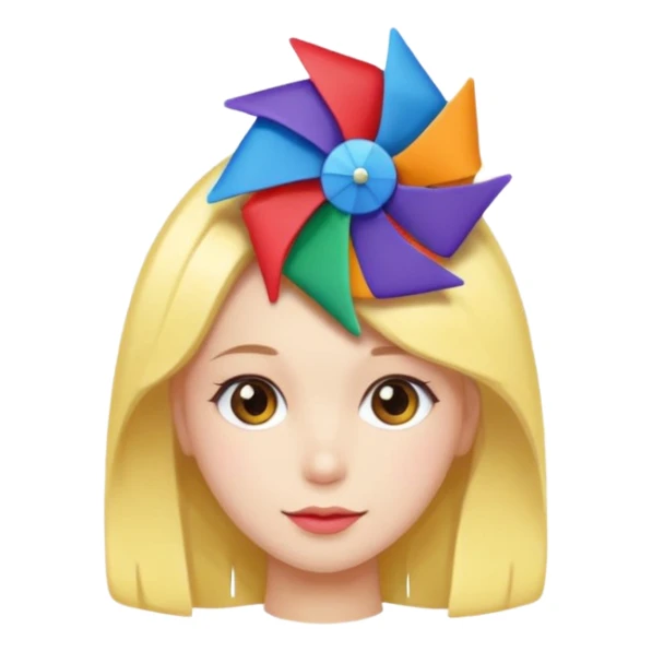 Girl with pinwheel hair clip sticker