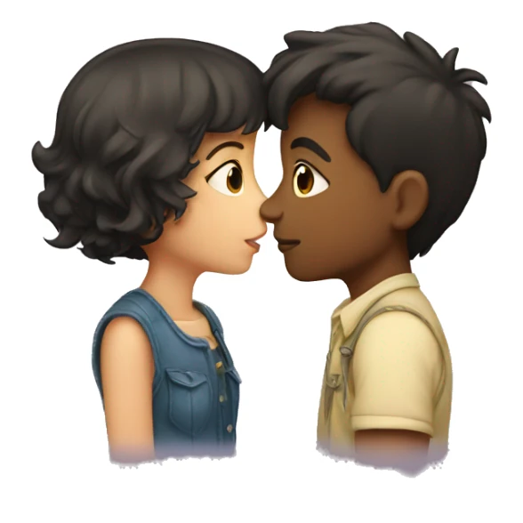 boy and girl kissing sticker
