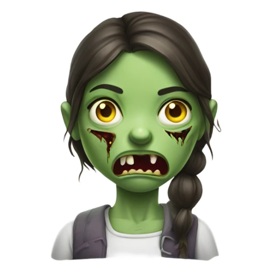 Green Zombie brunette girl with mouth open horror  sticker