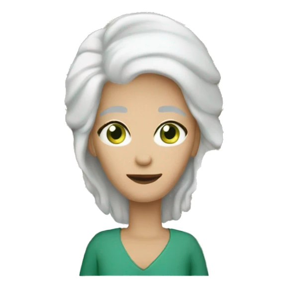55 year old white woman white hair green eyes sticker