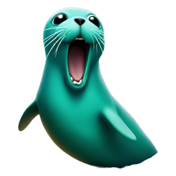 teal-coloured seal in front of explosion sticker