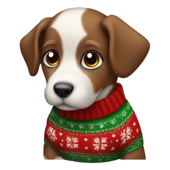 A puppy in a Christmas sweater  sticker