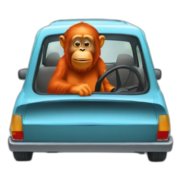 un orang-outan dans une voiture sticker
