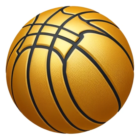 basketball with luxury gold metallic surface instead of orange, black lines pattern of a basketball sticker