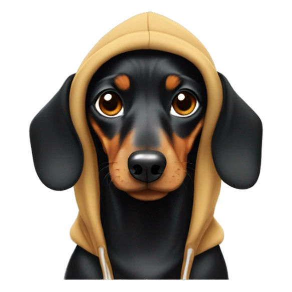 Black and tan dachshund wearing a hoodie sticker