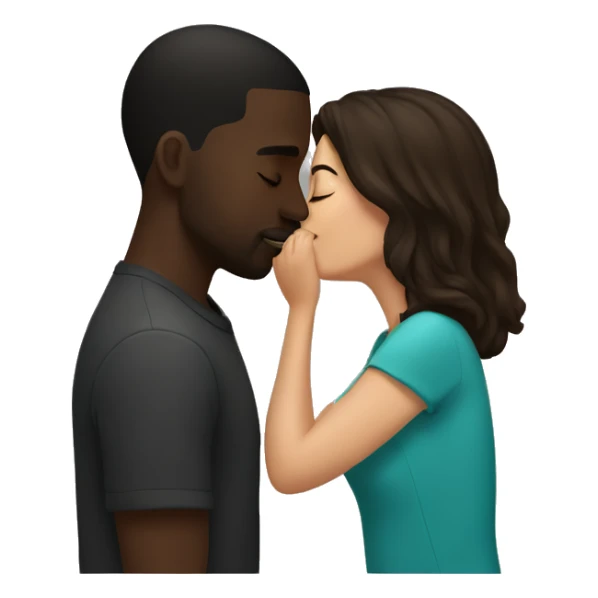Brunette kissing a black man  sticker