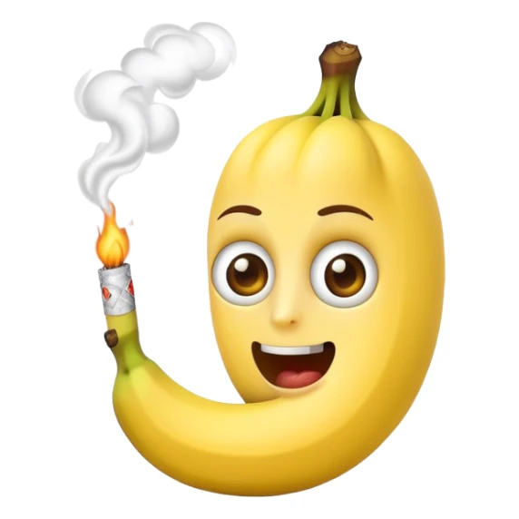 banana with mouth and eyes smokes cigarettes sticker