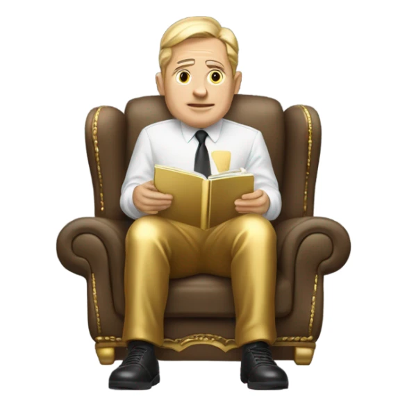 Billionaire reading gold magazine and mobile phone sticker