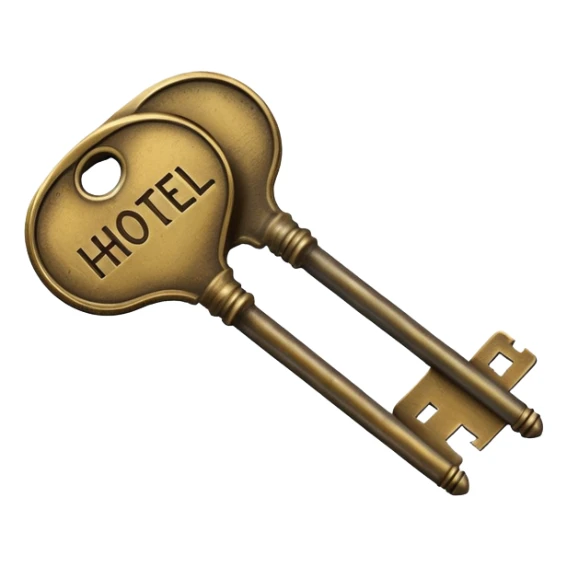 vintage brass hotel room key with large numbered tag sticker