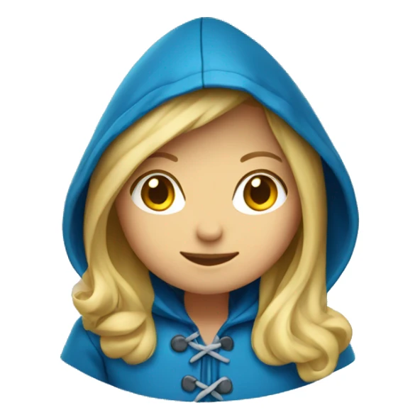 Blond girl with blue raincoat and hood and boots sticker