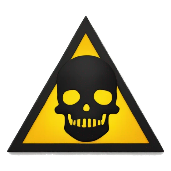 Black skull sign in the middle of a yellow triangle sticker