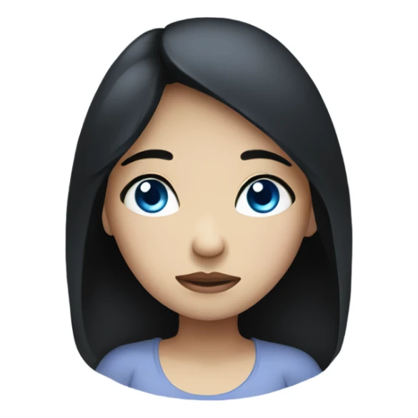 Girl with black hair and blue eyes, feeling sick  sticker