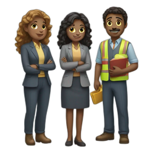 a group of three people working together sticker