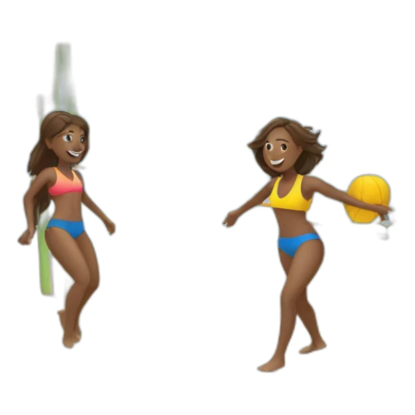 2 girls playing beach volley sticker