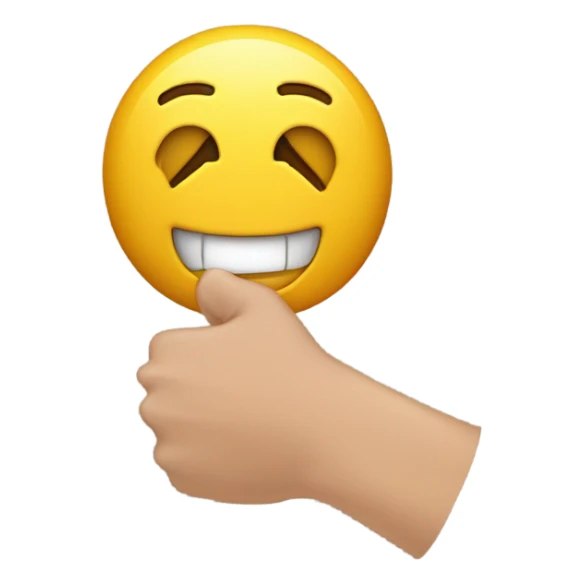 EMOJY SONRIENDO Y CON UN DEDO DENTRO DE LA BOCA, COMO MORDIENDOSE UN DEDO sticker