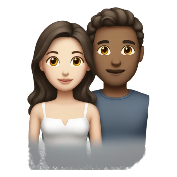 Brunette Couple with white skin sticker