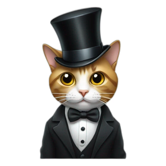 Cat with monocle wearing a top hat and tuxedo sticker
