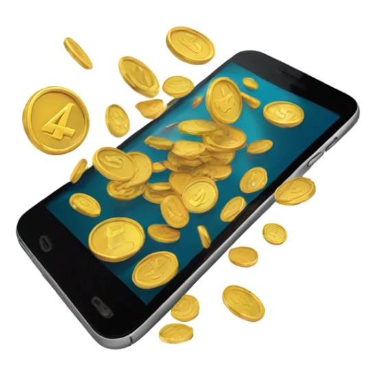 coins fly out of the phone sticker