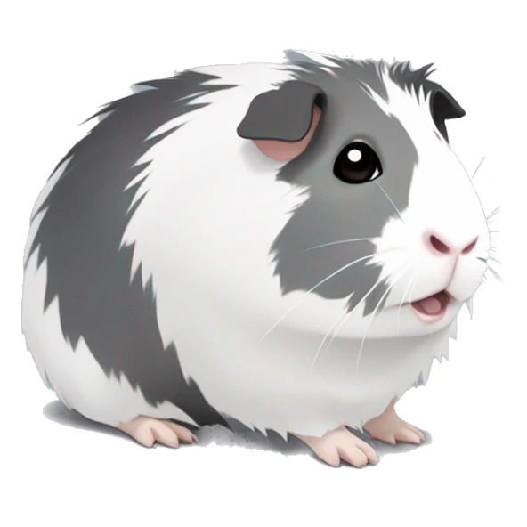 Fuzzy grey Guinea pig with white patches and with dark red eyes  sticker