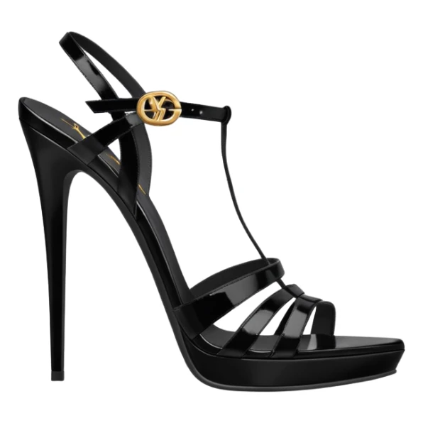 YSL TRIBUTE heels SANDAL black PATENT LEATHER sticker