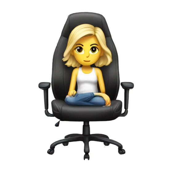 white girl on a big gaming chair thinking  sticker