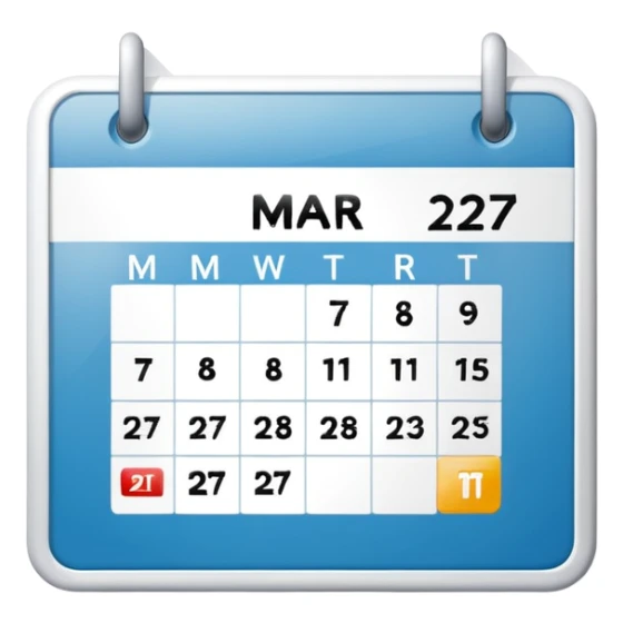big calendar with the leters 27 MAR sticker